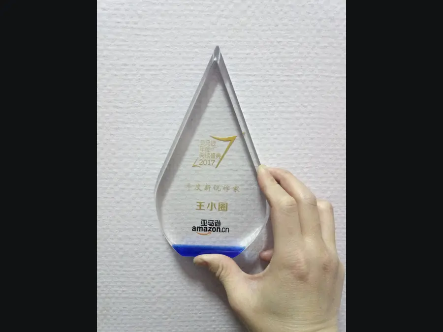亚马逊中国年度新锐作家奖杯